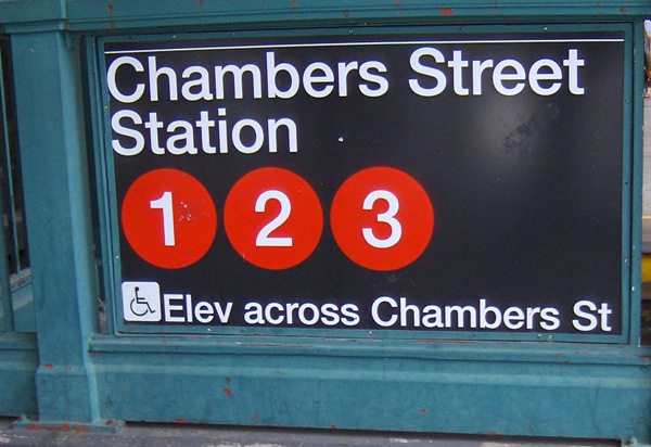 1/2/3 train at Chambers St., NYC