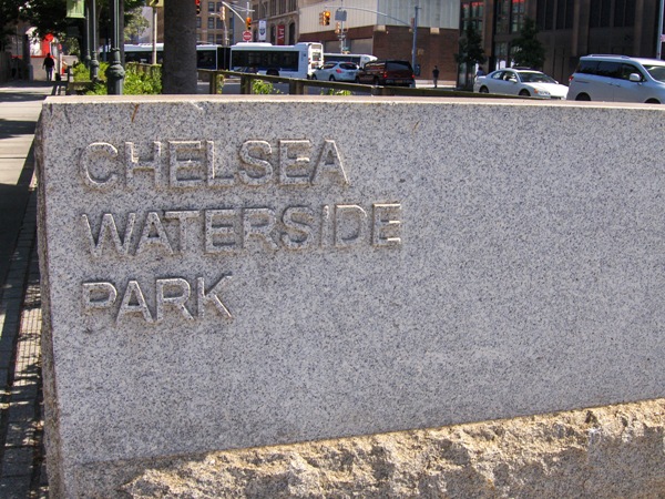 Chelsea Waterside Park sign, NYC