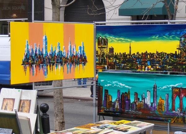 local artist displaying paintings in Union Square