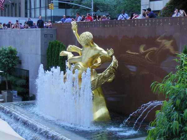 Golden statue at Rockefeller Center, NYC
